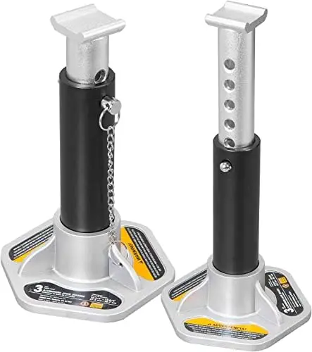 

Torin Aluminum Jack Stands with Locking Support Pins 3 Ton (6,000 lb) Capacity, Red/Silver, 1 Pair