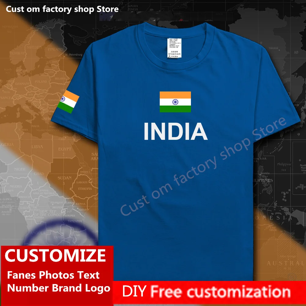 

Флаг Республики Индия, страна на заказ, Джерси для фанатов, фирменный логотип с именем и номером, модная Свободная Повседневная футболка в стиле хип-хоп