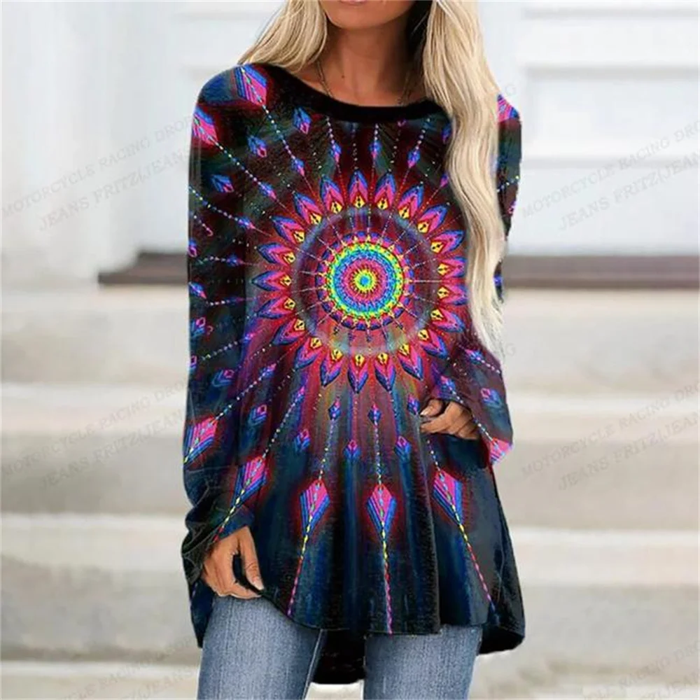 

Women's T-shirt Vertigo T Shirt Women Fashion T-shirt Three-dimensional Graphic Tshirt Long Sleeve Tops Tees Rainbow Tunic Tops