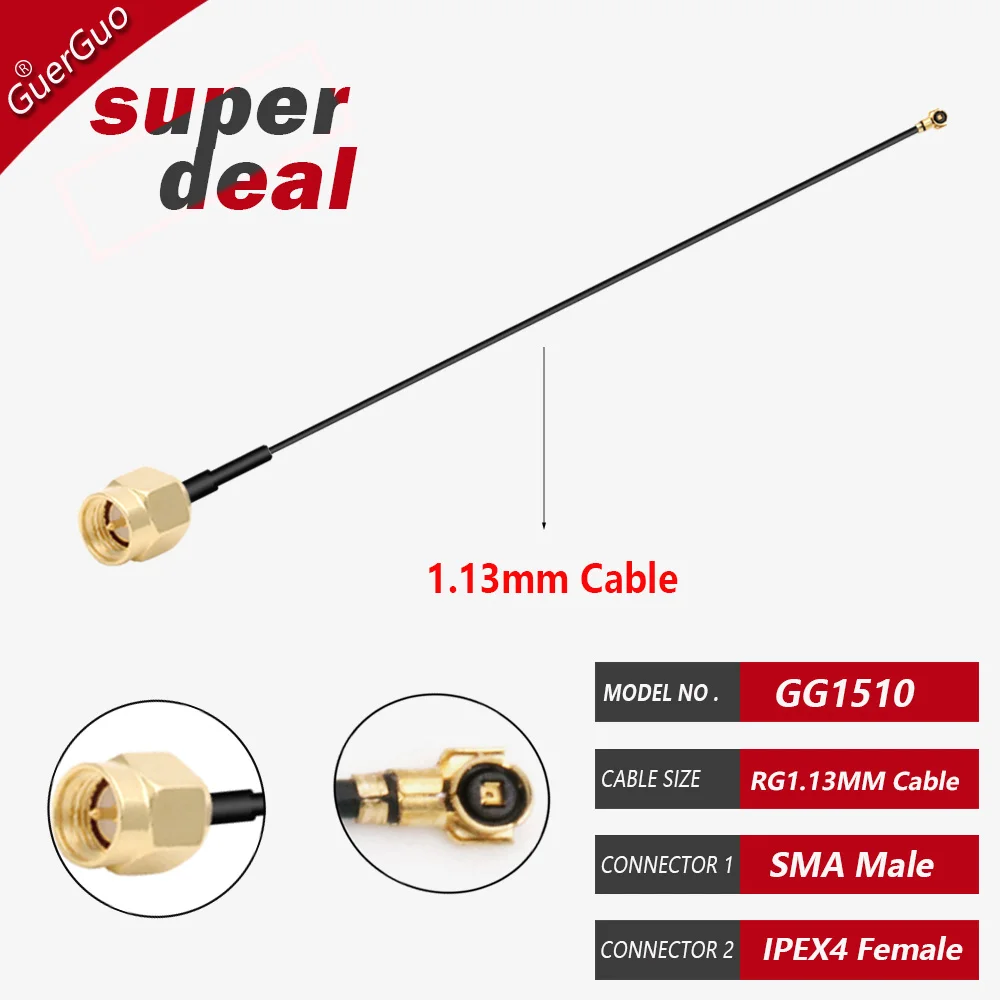 10 шт. IPX RF1.13 мм кабель IPEX4 к SMA Pigtail RP штекер U.fl IPX4 MHF4 гнездо адаптер WIFI удлинительная