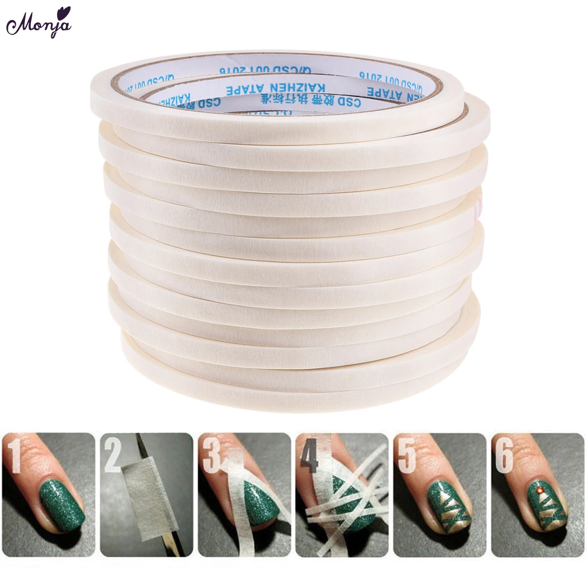 Monja 1Pcs 3/4/5mm Nail Art Stripe Adhesive Tape Rolls Decoration Guide Design Tips DIY White Striping Sticker Manicure Tools