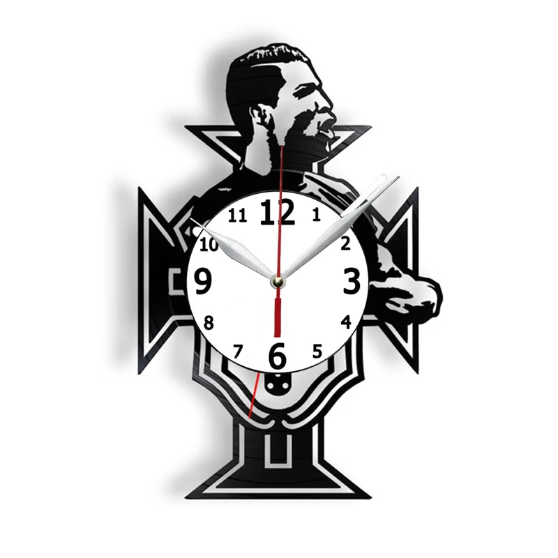 

Настенные часы с лазерной гравировкой Криштиану Роналду, Португалия, Футбольная легенда, ретро музыкальный альбом, домашний декор, часы с в...