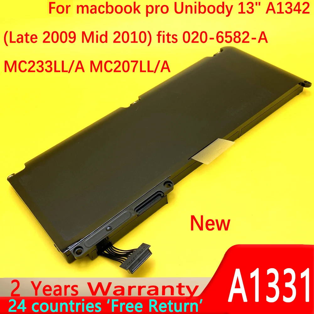 New A1331 Laptop Battery For Apple MacBook 13.3" A1331 A1342 Unibody MC207LL/A MC516LL/A 020-6809-A 10.95V 63.5Wh High Quality