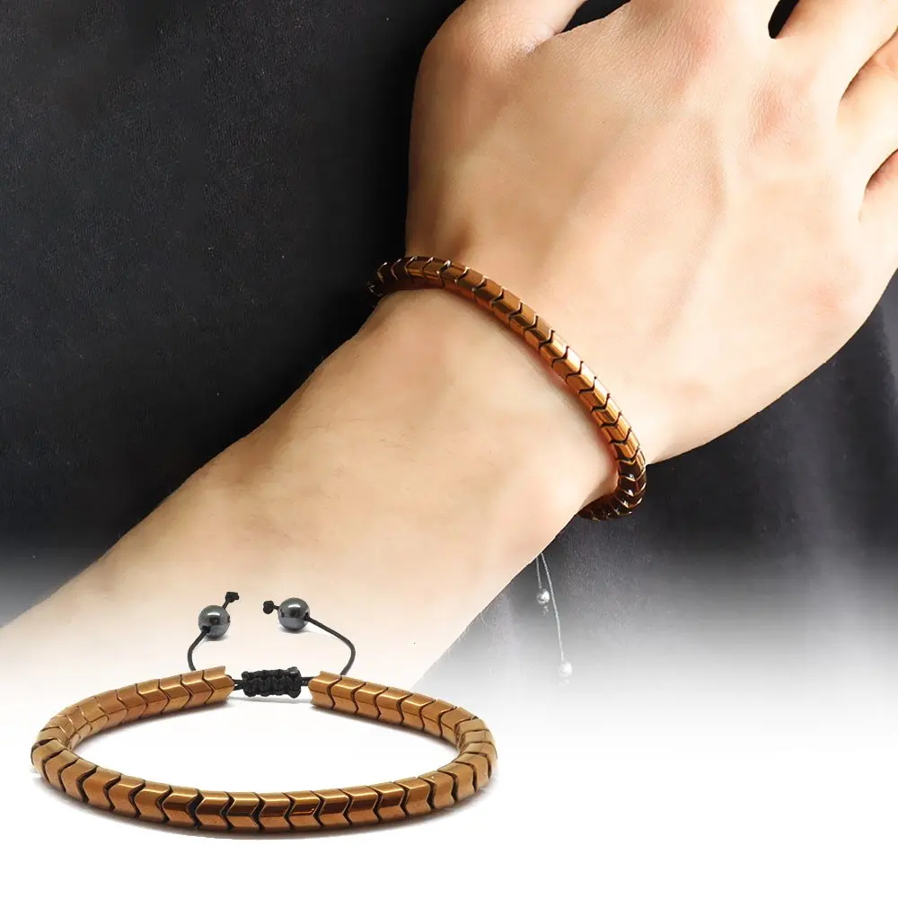 

Snake Design Gold Hematite Natural Stone Bracelet