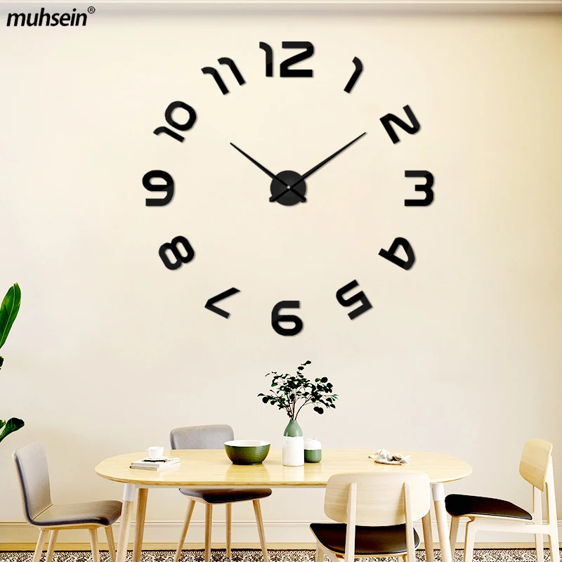 

Muhsein Silent DIY Wall Clocks Creative Modern Wall Sticker Clock Unique 3D Big Size Digital Clock Home Decor Quartz Clocks