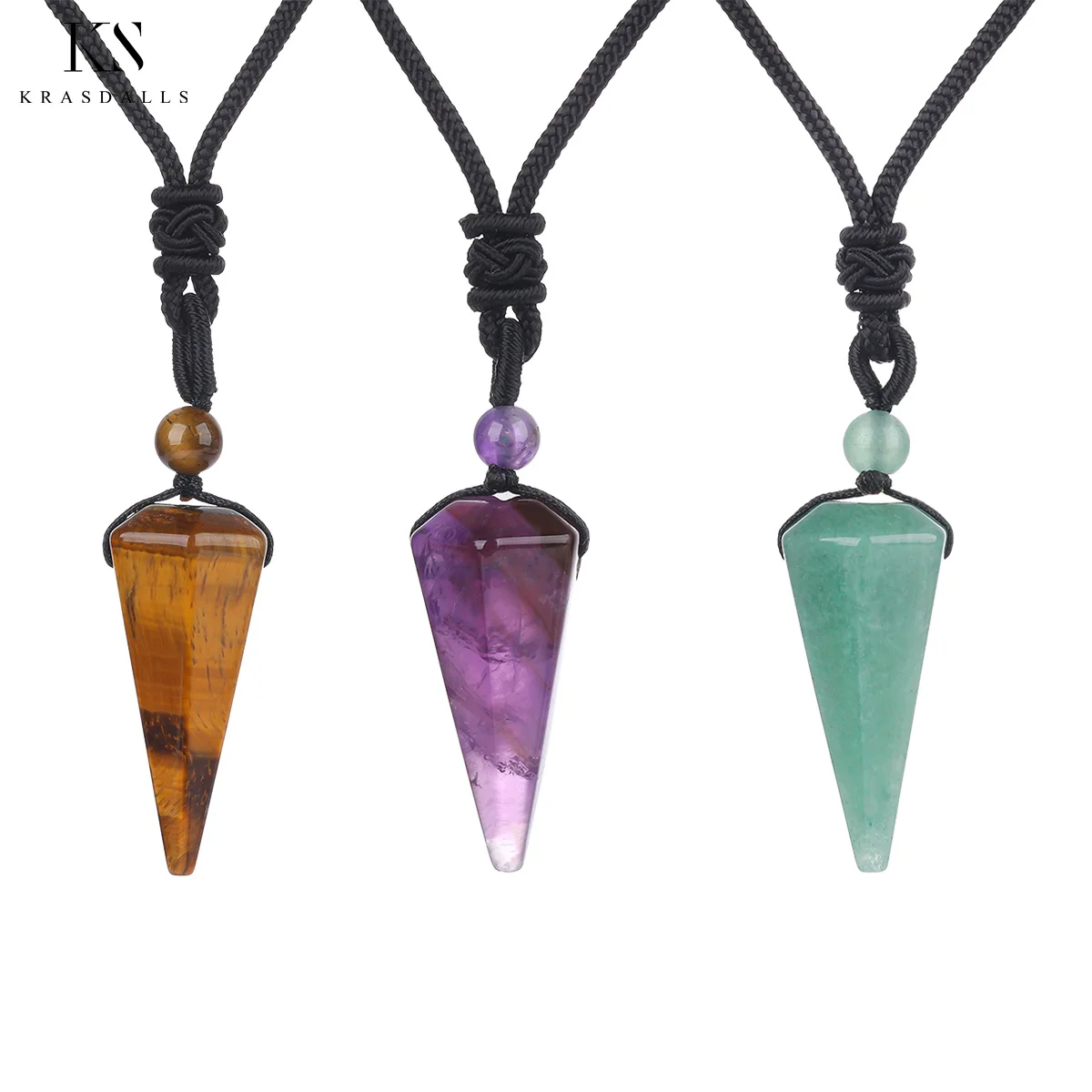 

Crystal Pendulum Healing Necklace Point Pendant Natural Gem Stone Quartz Dowsing Jewelry Wholesale