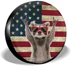 Забавный енот, американский флаг, крышка для шин, универсальная крышка для запасных колес, колпачки для колес для прицепа, фургона, внедорожника, грузовика, кемпера