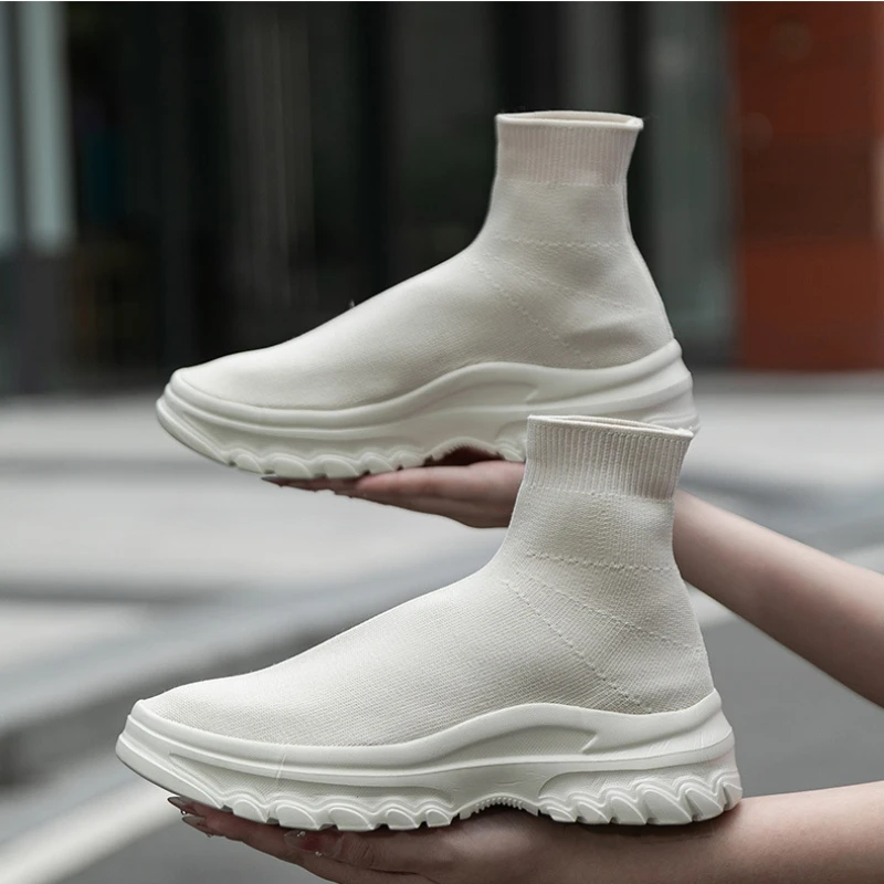 Ladies Sock Boots Womens High Top Casual Shoes Stretch Boots Fashion Breathable Ankle Boots High Quality Size 35-42