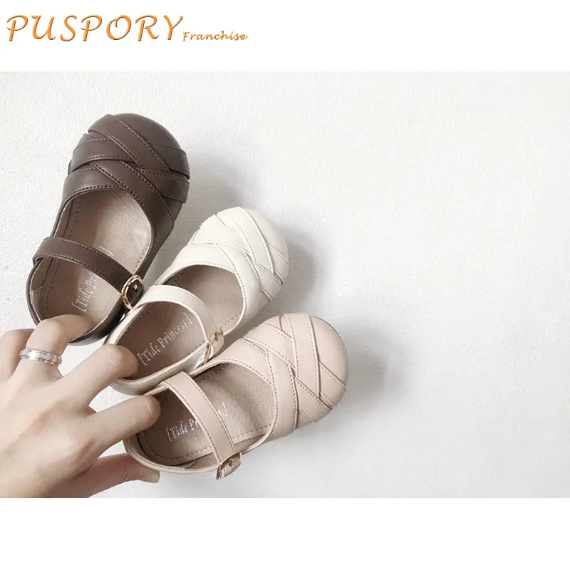 

Baby Girl Casual Shoes Solid Woven Toe Cap Velcro Cute Princess Shoes Girls Cow Muscle Breathable Non Slip New Hot Single Shoes