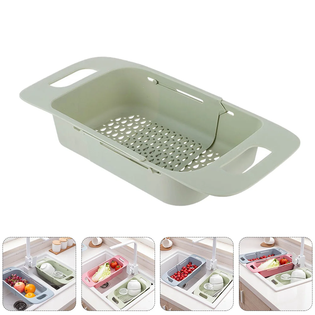 

Retractable Drainer Basket Telescopic Rack Fruit Storage Kitchen Metallic Line Pp