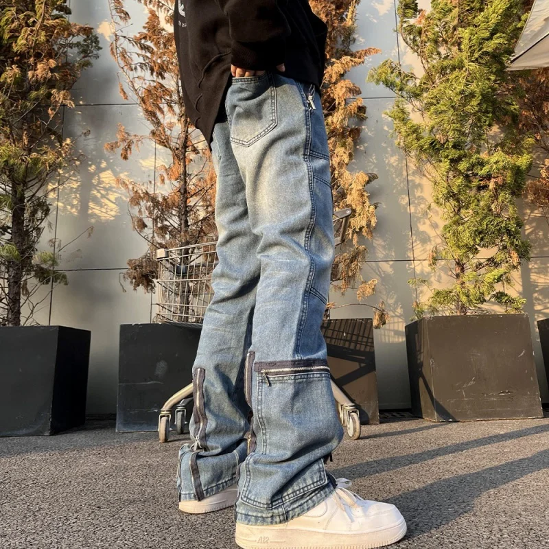 Tooling skills wind jeans design sense niche personality trousers street hip hop hiphop men's overalls pants