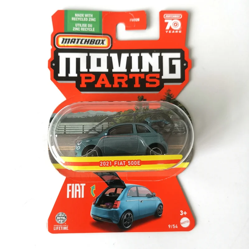 

2023 Matchbox Moving Parts 1/64 2021 FIAT 500E Die-cast Collection Model FWD28