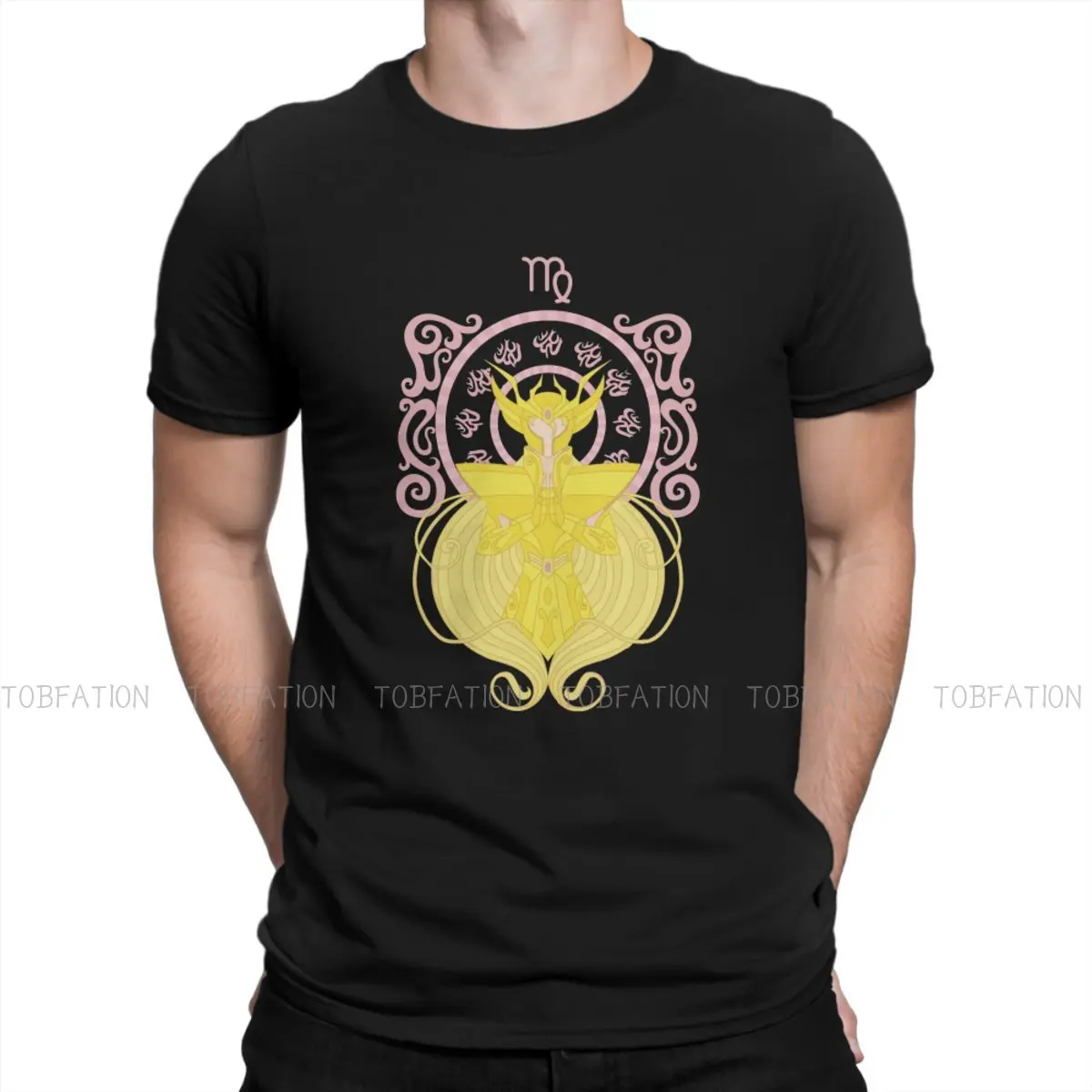 

Virgo Shaka Premium Newest TShirts Saint Seiya Golden Twelve Constellations Male Harajuku Fabric Streetwear T Shirt Round Neck
