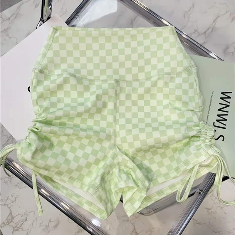 Women Sexy Stretch Lattice Sport Shorts  Brushed Women's Cycling Shorts High Waist Biker Running Shorts Booty Gym