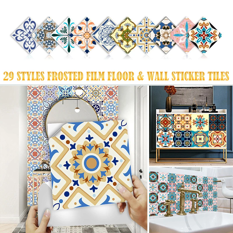 

10pcs Frosted Wall Stickers Tiles Self-adhesive Waterproof Vinyl PVC Home Decor Floor Stickers Wear-resistant Abstract Art Mural