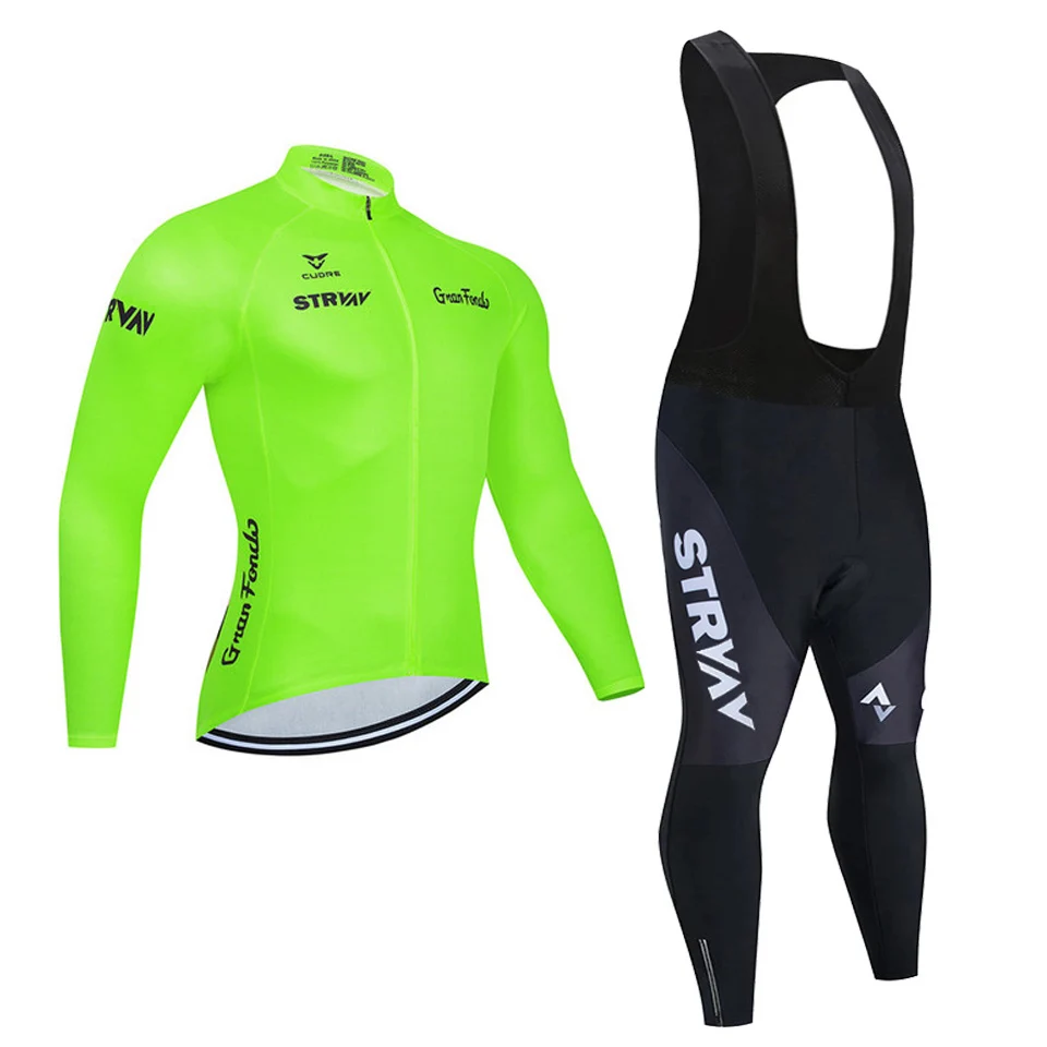 

2022 NEW STRVAV Men's Cycling Jersey Set Long Sleeve Bike Suit 19D Gel Pad Pants MTB Bike Clothes Autumn Bicycle Uniform