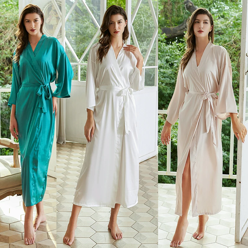 Long Chiffon Satin Robes Personalized Bridal Robe Garland Printing Full Robe Wedding Silk Bridesmaid Robes Women Night Dress