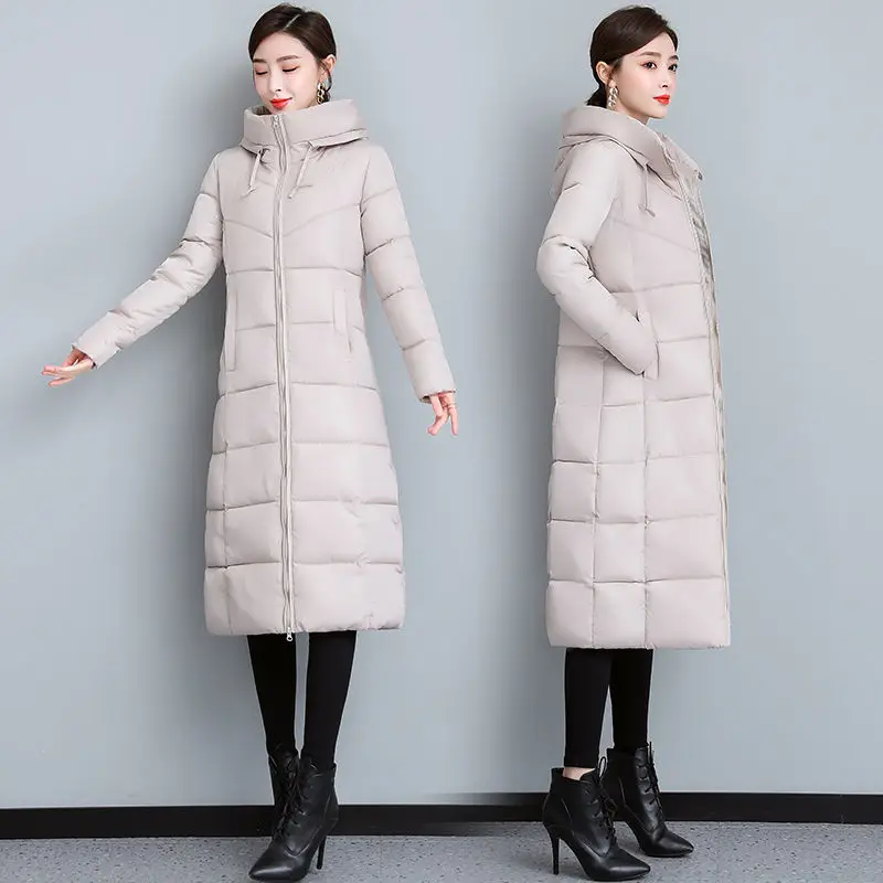 2022 new winter jacket women's long down jacket warm hooded parka coat plus size women's thick quilted cotton coat