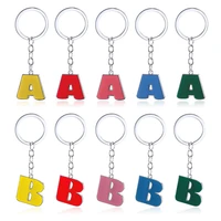 cute creative letter ab metal keychain for men and women fashion keychain ring car bag pendant key ring couple gift accessories