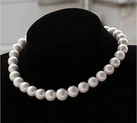 huge charming 1810 11mm natural south sea genuine white round pearl necklace for woman free shipping women jewelry necklaces
