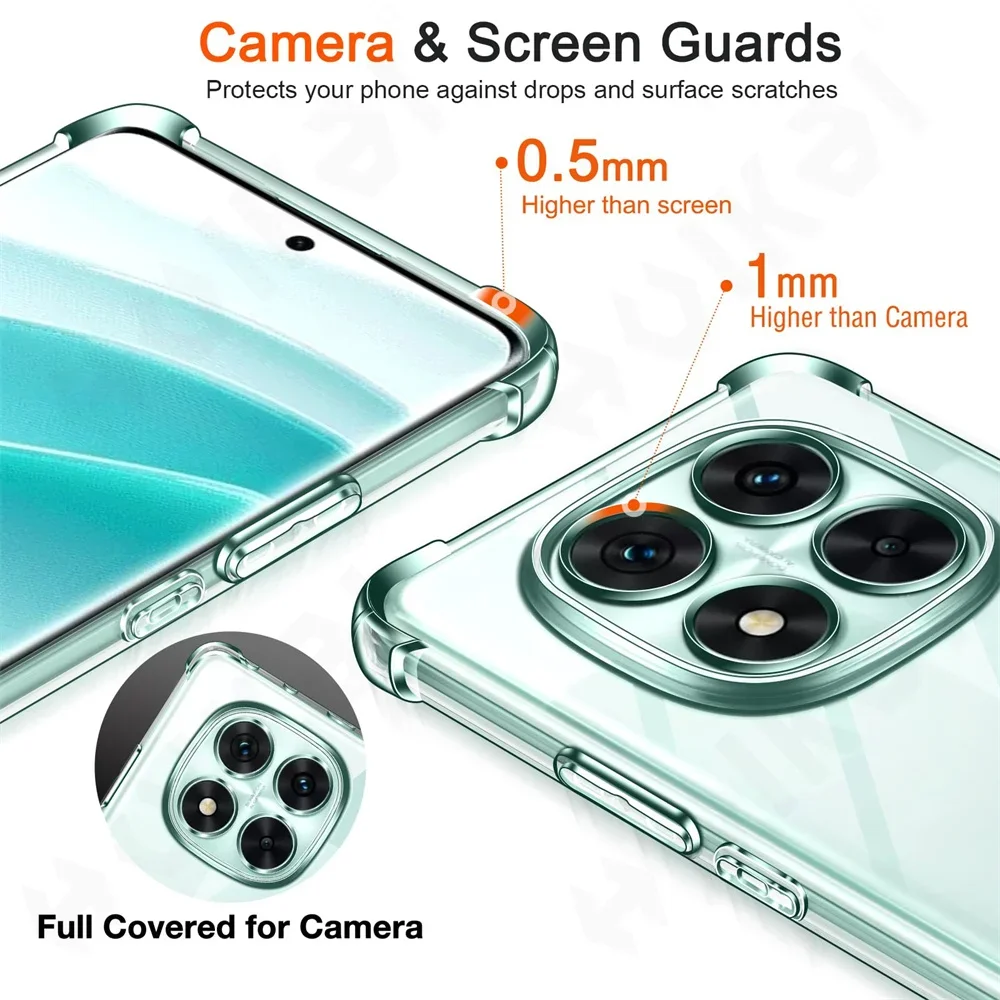 Противоударный чехол для Xiaomi Redmi Note 14 Pro Plus прозрачный противоударный с мягким