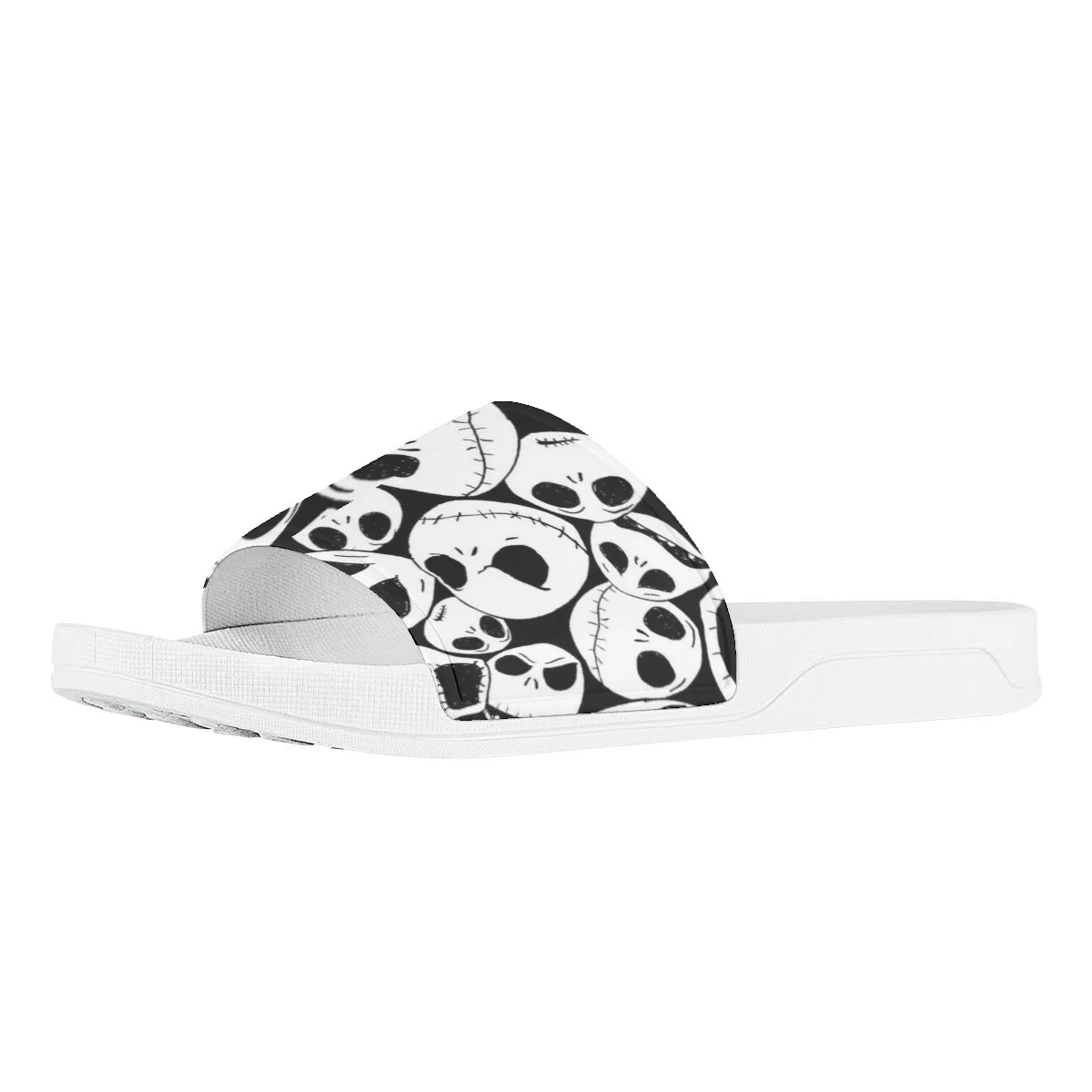 New Black And White Skull Slipper Stylish Classic Round Toe Flat Shoes For Lady Breathable Leisure Durable Sandals Birthday Gift