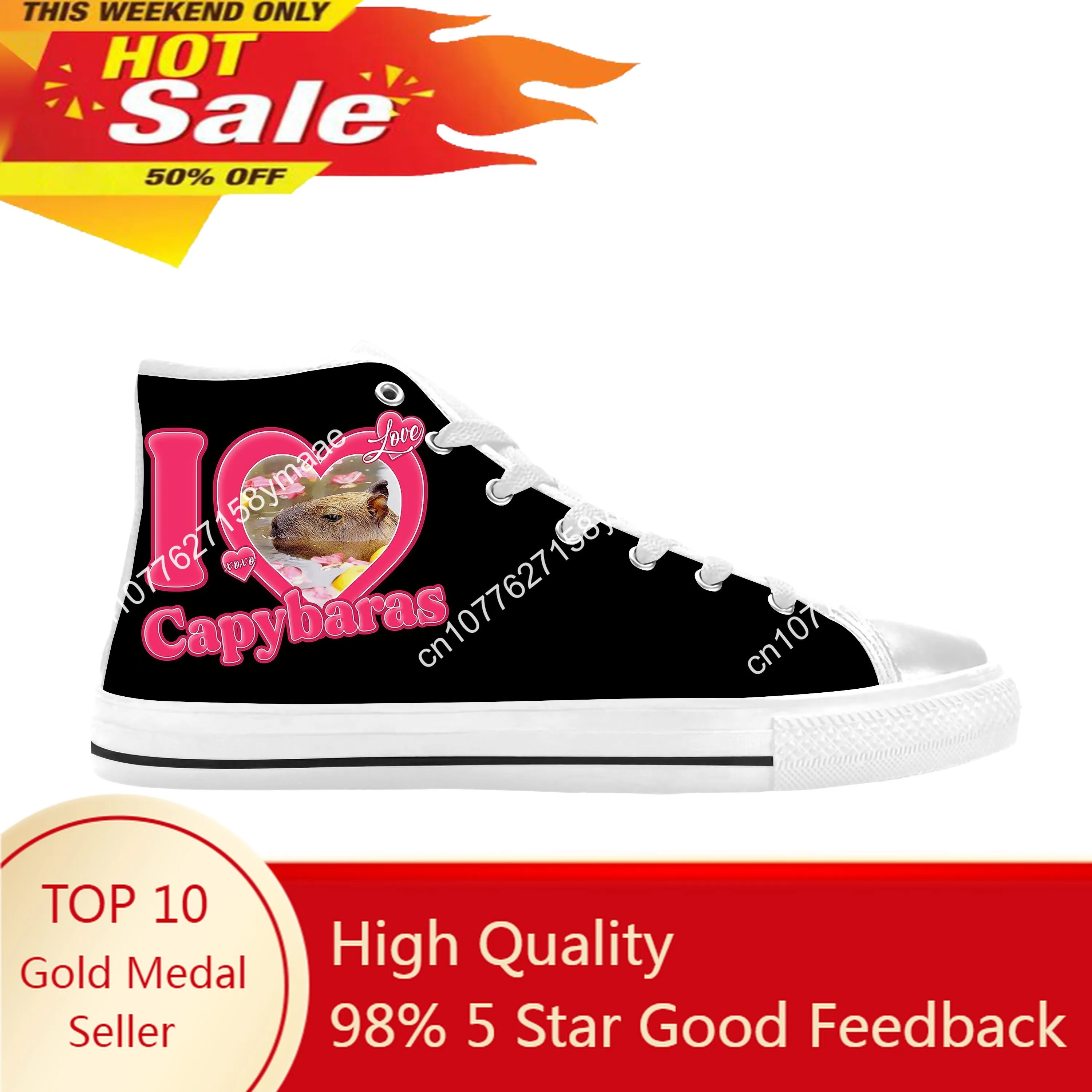 

I Love Capybaras Animal Cartoon Anime Manga Comic Casual Cloth Shoes High Top Comfortable Breathable 3D Print Men Women Sneakers