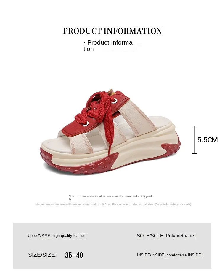 Thick Bottom Casual Sandals Women's 2023 Summer New Soft Bottom Non-Slip Lace-up Dad Shoes All-Match Sports Flip Flops