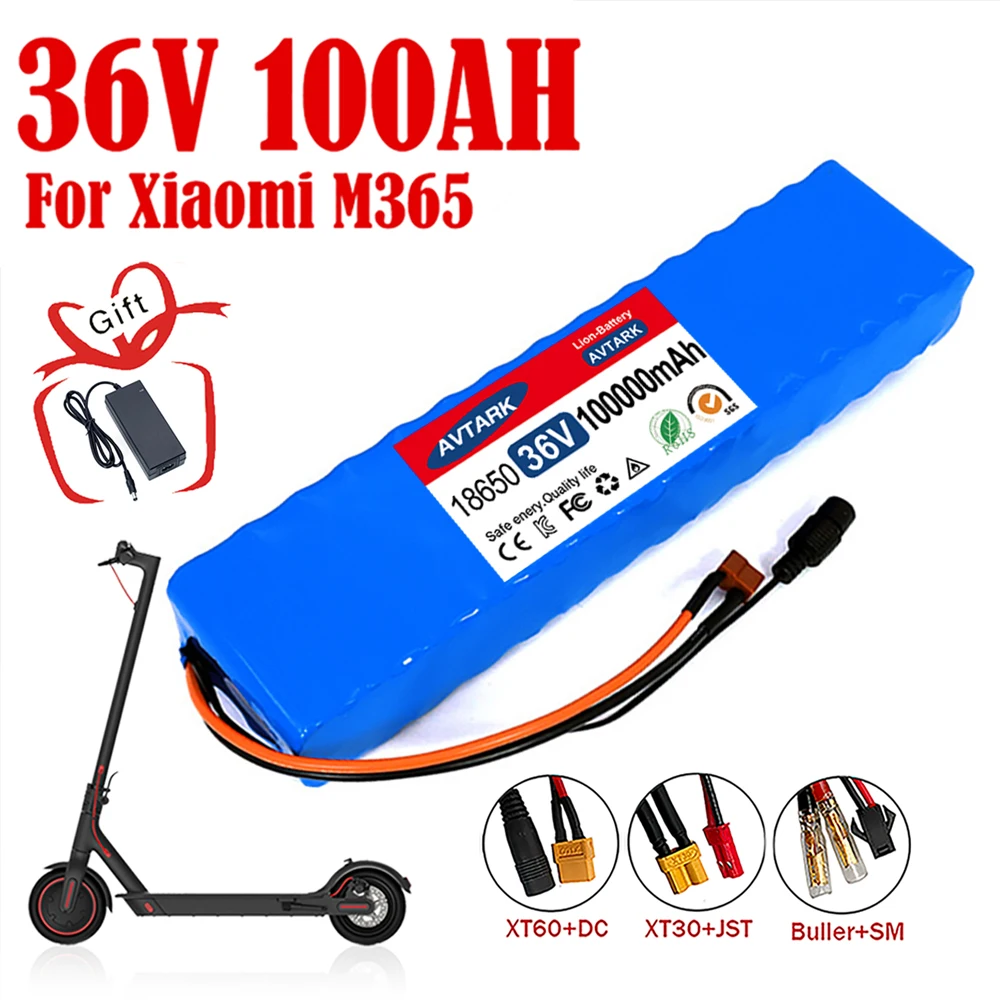 

36V 100Ah 10S3P 18650 Lithium Battery Pack 100 Watt 20A BMS T XT60 Plug for Xiaomi Mijia M365 Electric Bicycle Scooter