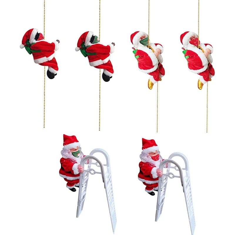 Climbing Santa Claus Decoration And Mask Christmas Ornament Gift Climbing Up And Down Electric Climbing
