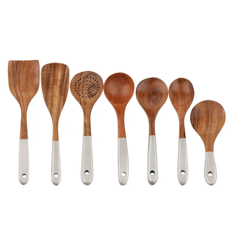 Jieyang натуральный тиковый деревянный кухонный утварь деревянная лопаточка набор