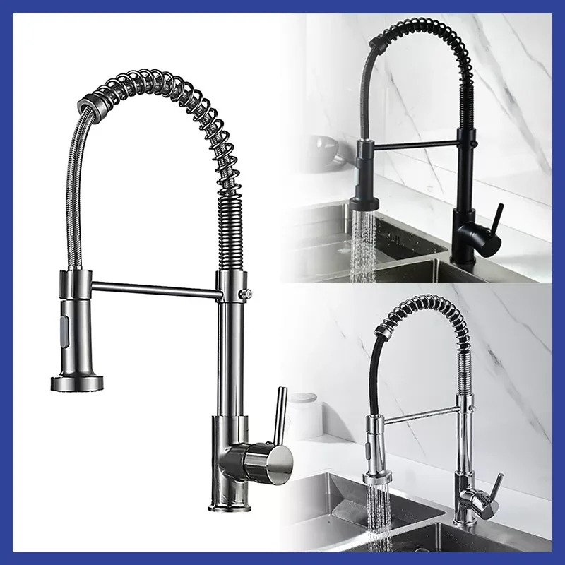 

1PC Pull Faucet Wrench Type Spring Splash-proof Hot And Cold Water Dual-mode Kitchen Faucet Home Kitchen Bathroom Tool New