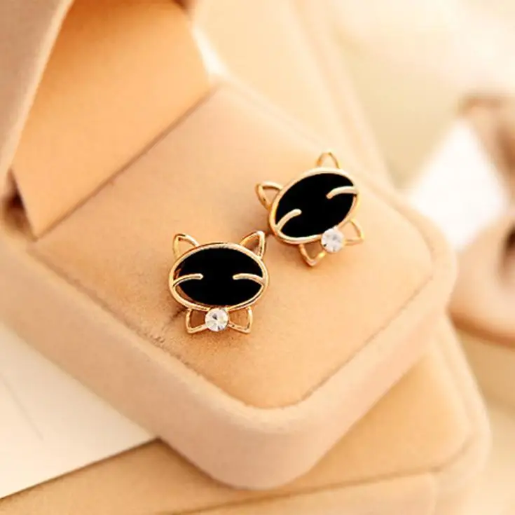 

Fashion Exquisite Black Cat Ear Stud Earrings For Women Jewelry Gift DropShipping
