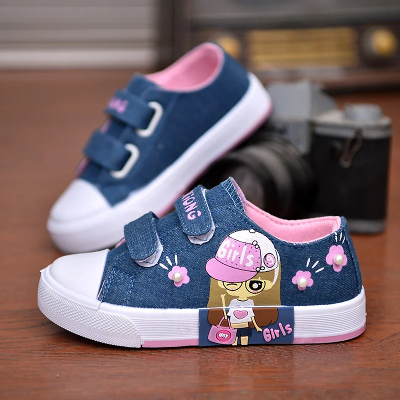 

Children Canvas Shoes Denim Breathable Princess Sneakers Breathable Casual Shoes 2021 Girls New Kids Fashion Shoes for Tennis