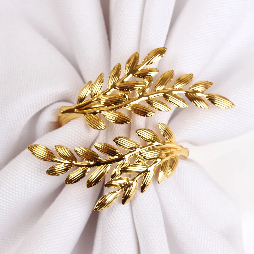 

2PC Golden Wheat Napkin Ring napkin Buckle Metal Napkin Holders Party Wedding Dining Table Hotel Decor