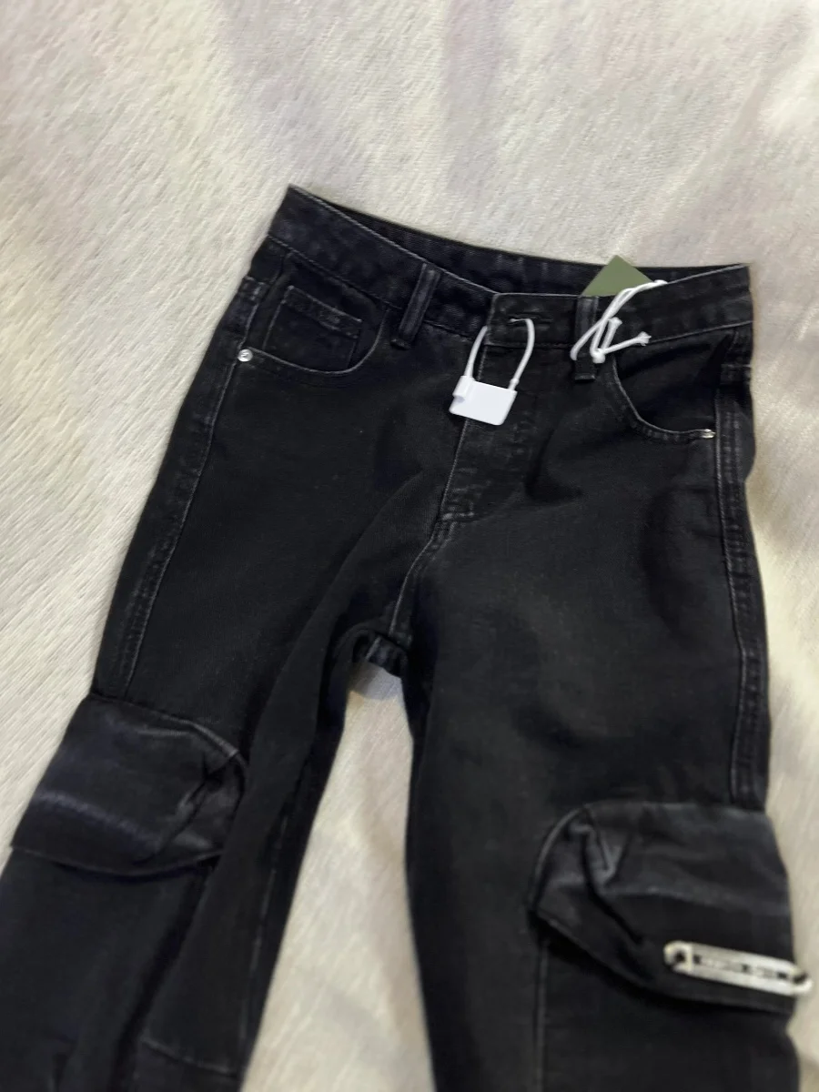 Темперамент больших размеров Джу! Черные прямые джинсы женские весенне-осенние с