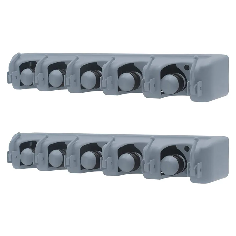 

2 Pack Broom and Mop Holder Wall Mounted, 5 Position 6 Hooks Mop Storage for Home, Kitchen, Garden, Tools