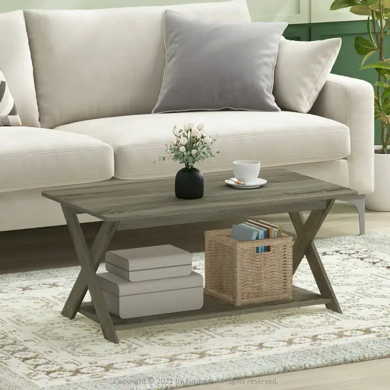 

Simplistic Criss-Crossed Coffee Table, French Oak
