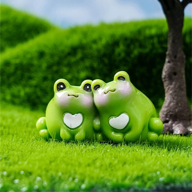 Мини-мультяшные фигурки лягушек милый цветок лотоса модель пруда микропейзажный