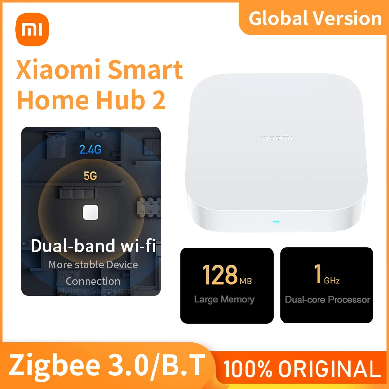 

Глобальный Xiaomi Mi хаб для умного дома 2 многорежимный шлюз Wi-Fi Zigbee Ble сетчатый хаб работает с Type C 128 МБ Интеллектуальный