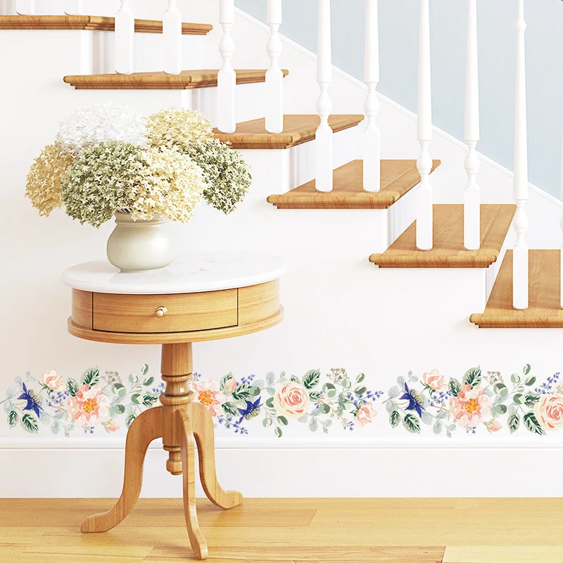 Красивая Настенная Наклейка с цветочным рисунком для гостиной спальни талии