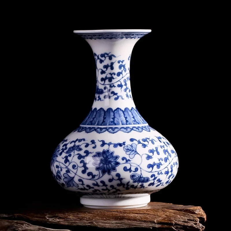 

Jingdezhen антикварная неглазурованная сине-белая керамическая ваза украшение для дома кристаллическая глазурованная керамическая ваза цвето...