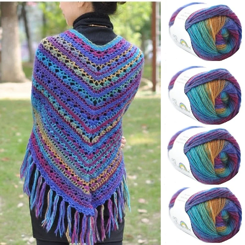 4*50 г = 200 100% шерстяная пряжа Радужный цвет искусственная плюшевая толщина Lanas Thread