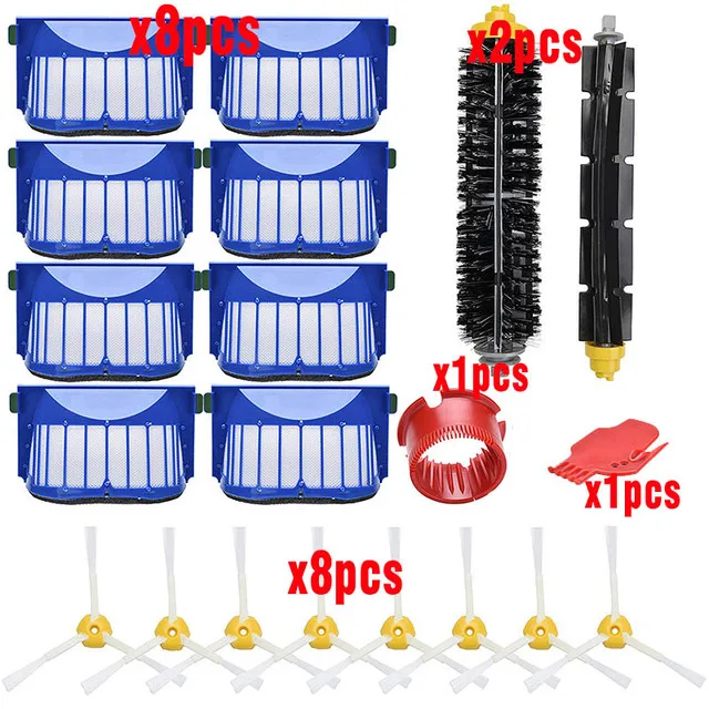 New Main Brush AeroVac Blue Filters Bristle Brushes Flexible Brushes Kit for iRobot Roomba 600 610 620 625 630 650 660 Series