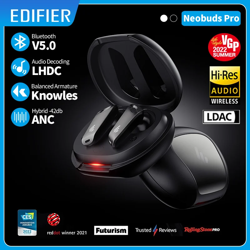 EDIFIER Neobuds Pro TWS Wireless Bluetooth Earphone Hybrid ANC Hi-Res certified Knowles Balanced LHDC LDAC decoding Tri-MIC