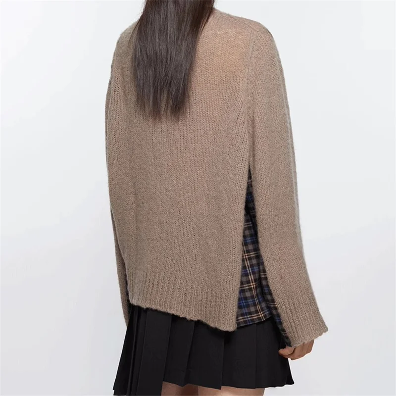 Женский свитер Новинка осени 2024 Топ с длинным рукавом и принтом в форме сердца