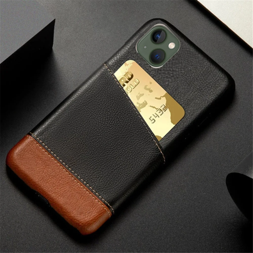 

For iPhone 14 Max Case For iPhone 14 Pro 13 Mini 12 11 XS XR X SE Mixed Splice PU Leather Credit Card Cover For iPhone 14 Max