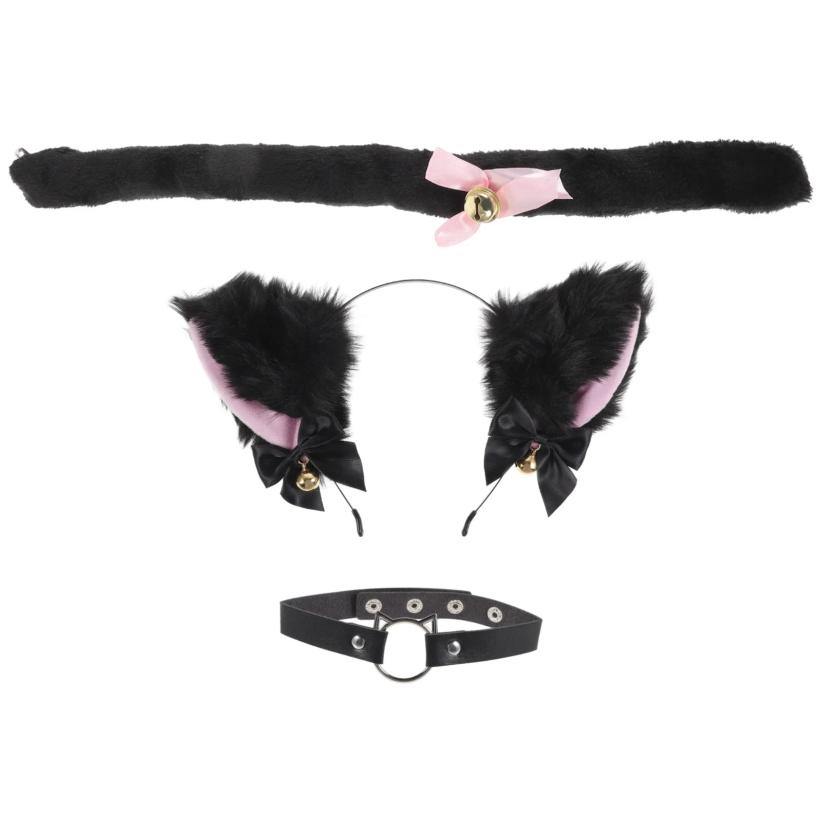 

Tail Cat Suit Miss Cosplay Outfits Ears Hairband Faux Wool Halloween Accessories Women