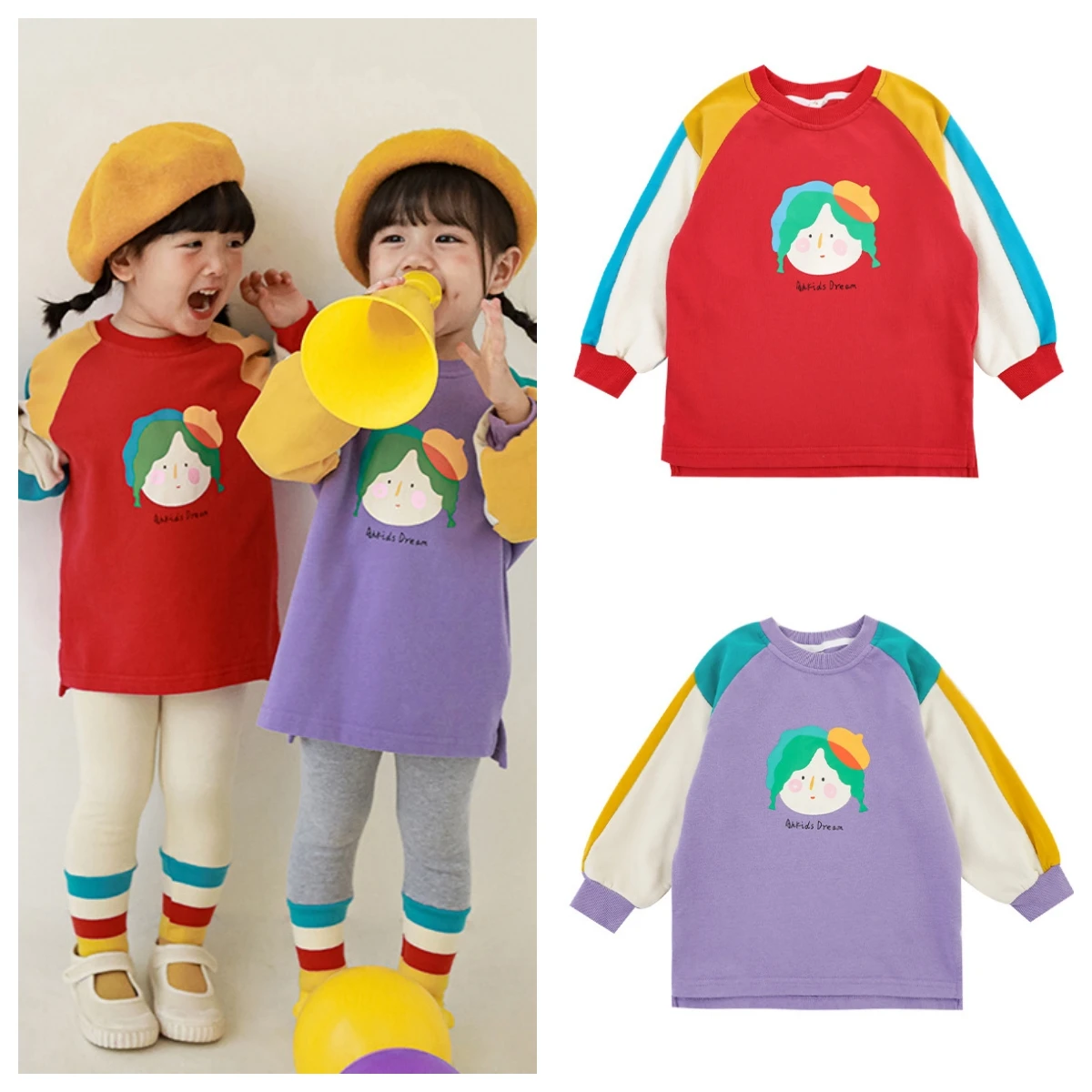 

Kids Girls Sweatshirt 2023 Winter Children Sweater Long-sleeved Cute Cartoon Plush Pullover Hoodies Kids Clothes Girls