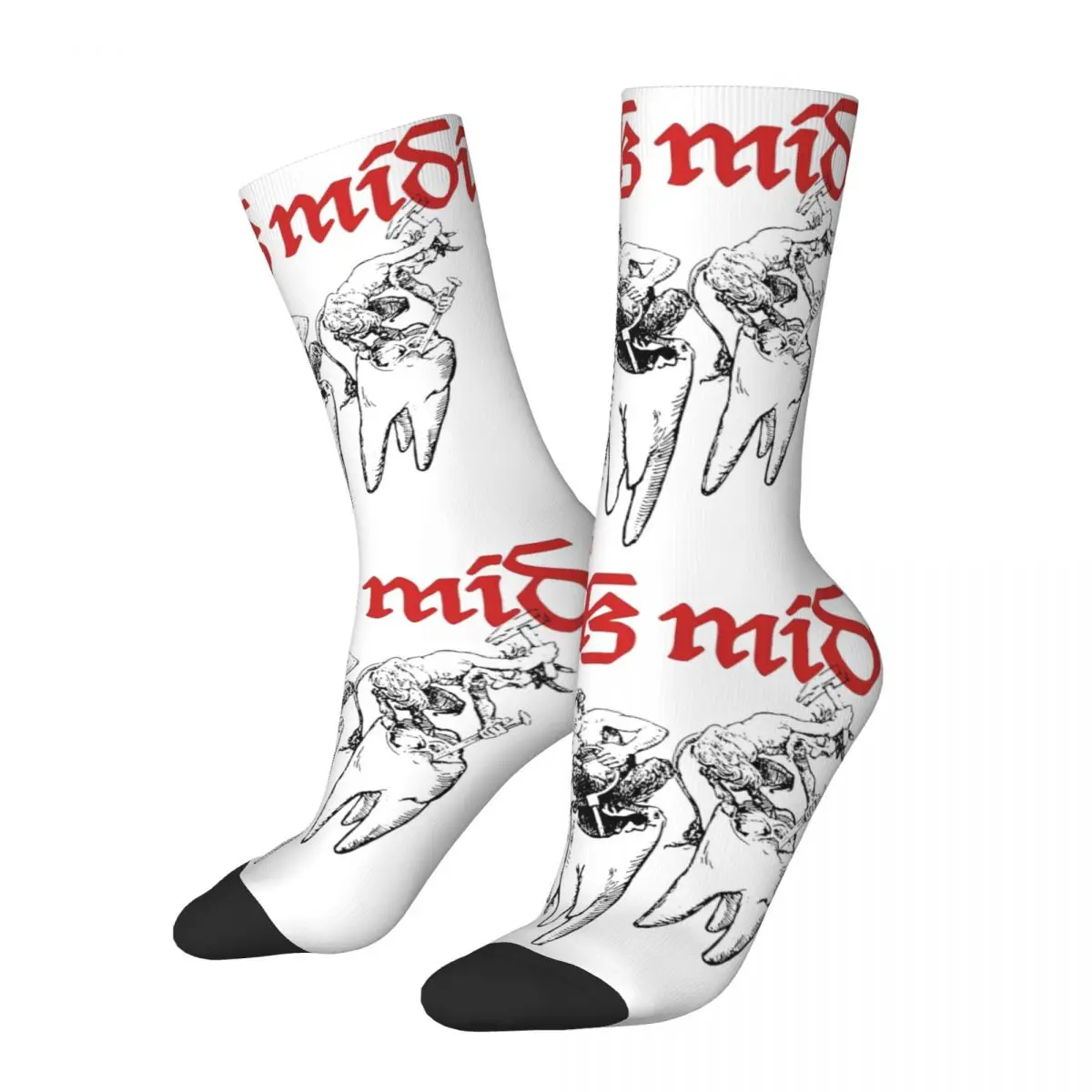 Носки мужские/женские средней длины повседневные Черные носки с изображением